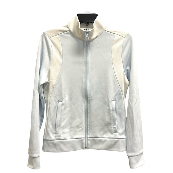 Tory Burch Sport Track Jacket Womens Light Blue/White Pockets Zipper Size Small - Picture 1 of 9